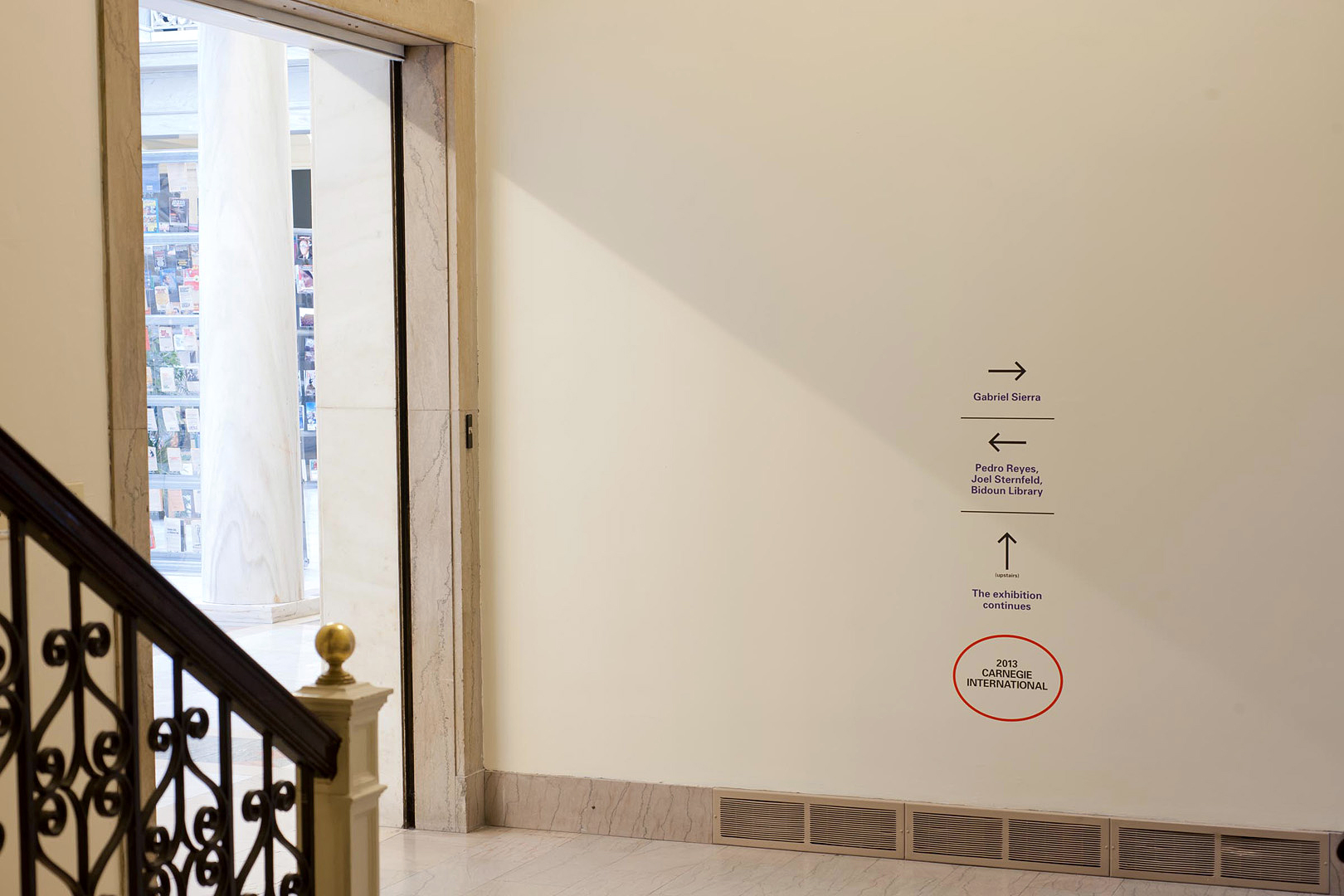 Exhibition Directionals, *2013 Carnegie International*, Carnegie Museum of Art, Pittsburgh, 2013