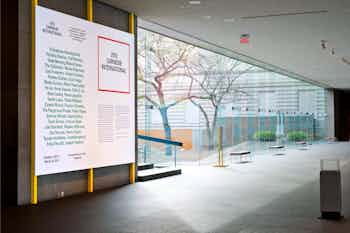 *2013 Carnegie International*, title wall and signage, Carnegie Museum of Art, Pittsburgh, 2013