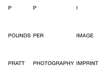 PPI / Pounds Per Image / Pratt Photography Imprint, identity, 2019