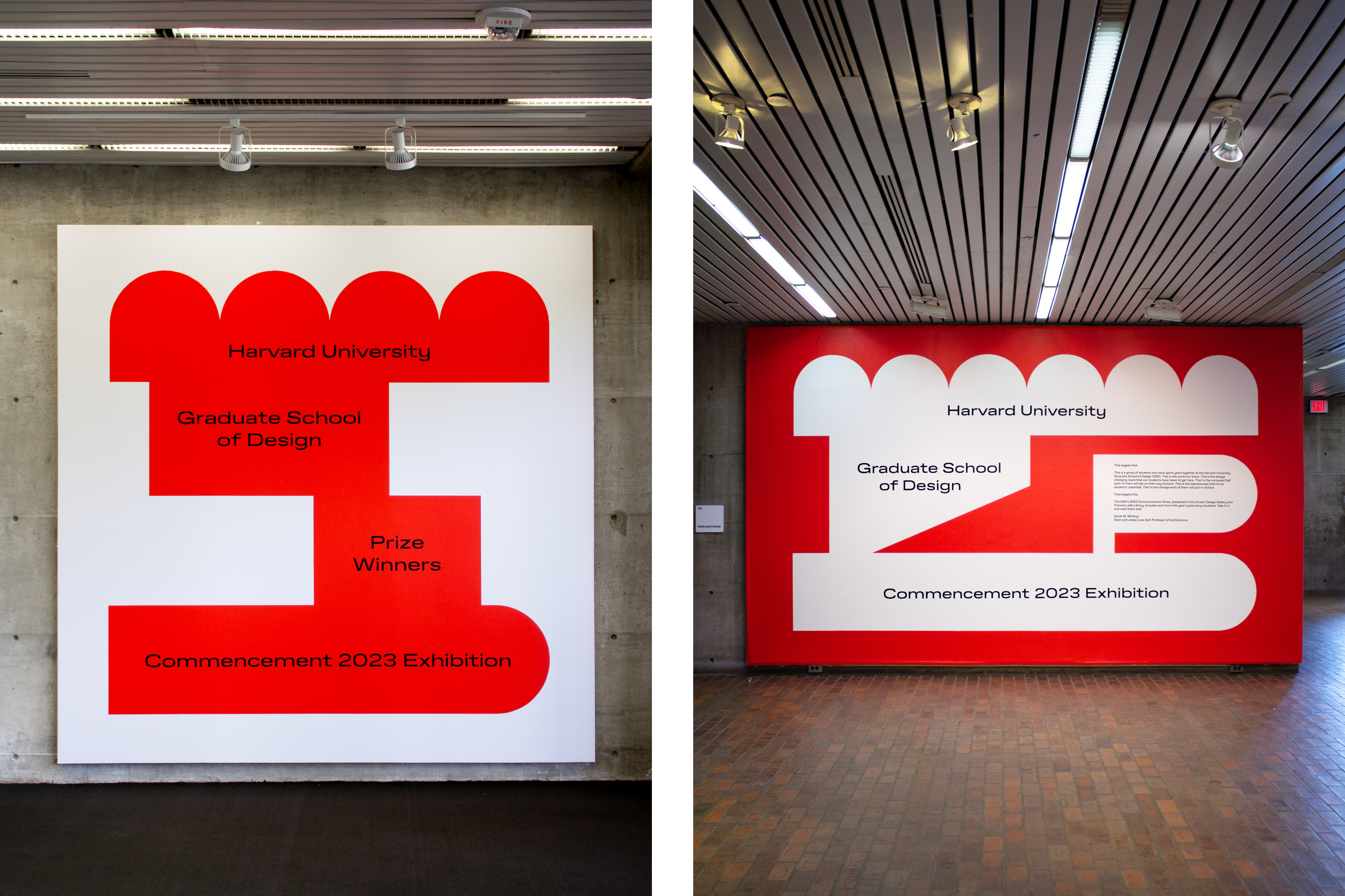 H﻿arvard University Graduate School of Design, end of year exhibition, prize winners / commencement, title walls, 2023